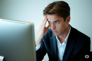 Ejecutivo preocupado por fallos en su sistema informático